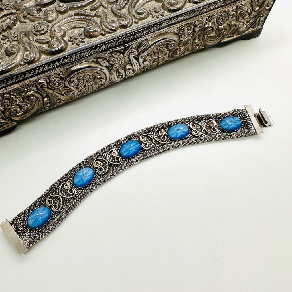 Vintage Star Of Sapphire Silver Bracelet
